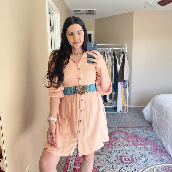 Peach Western Rayon Lightweight Dress - Picture 1 of 10